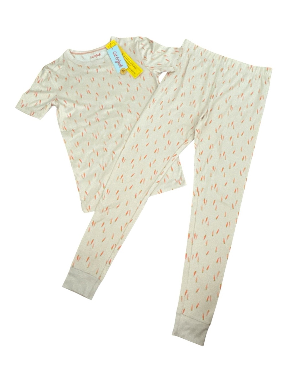 Cat & Jack Kids Size 12 Carrot Print Pajama Set 2pc NWT Short Sleeve